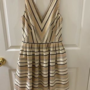 J Crew Factory Schuyler Candy Wrap Dress V-Neck Fit & Flare Stripe Metallic Sz 0